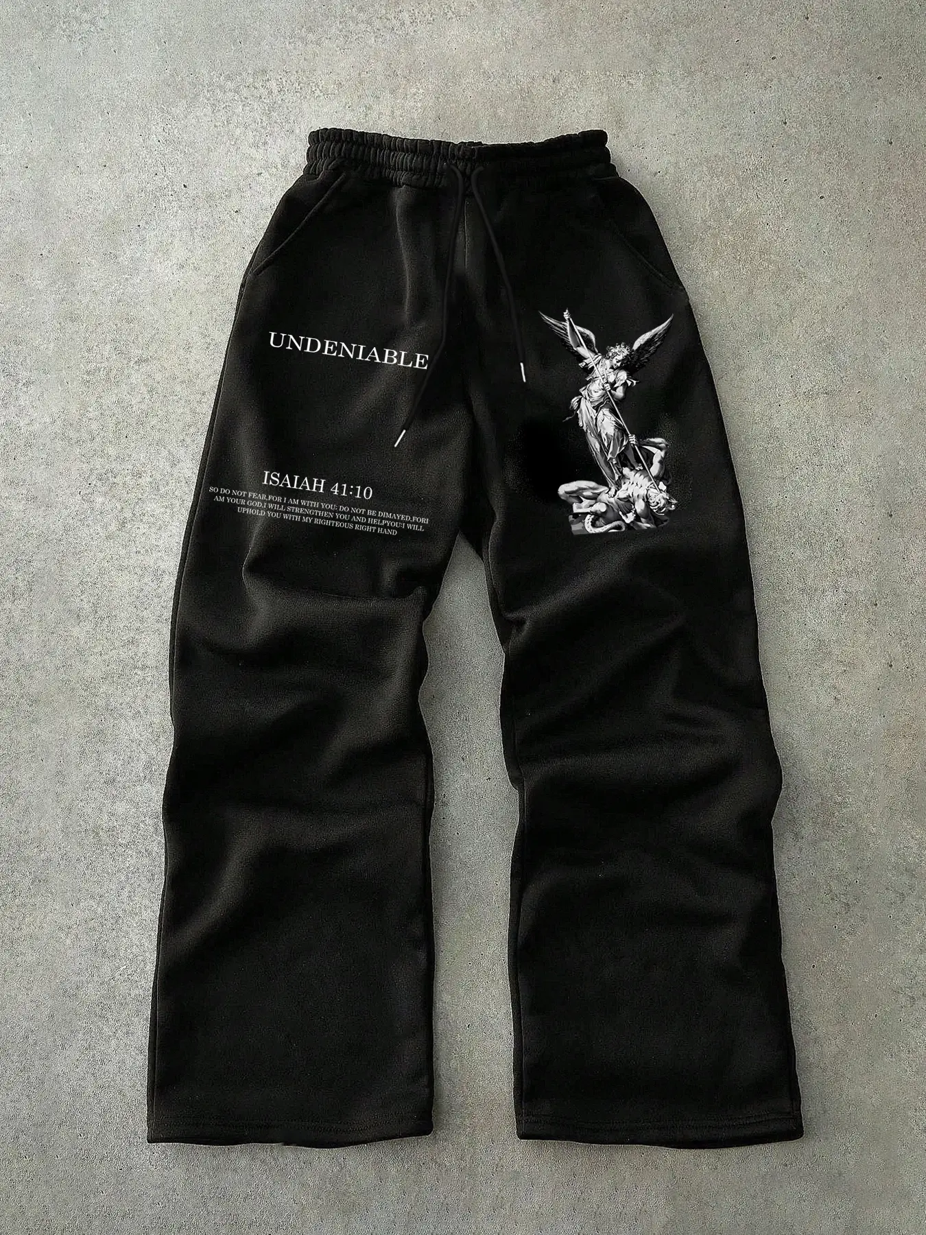 Trendy Street Style Drawstring Sweatpants, Angel Print, Casual Fashion, Comfortable Fit, Perfect for All Occasions, Home & Outdoors, Casual Streetwear Trousers