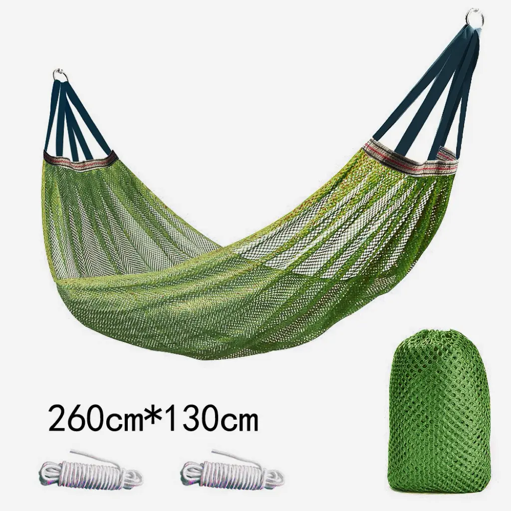Hammock Outdoor Ice Silk Mesh Swing with Bent Rod Anti-Rollover Camping Travel Supplies
