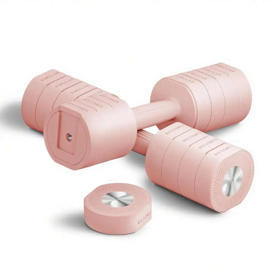Women's Adjustable Dumbbell Hand Weight Set, 2-Piece Iron Alloy Kit with Safety Lock, 4-in-1 Design from 2.2-8.8 lbs for Home Gym & Fitness, Pink, Resistance Training, Weights, Adjustable Weights