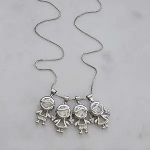 Children's Rhodium Necklace with RH Charm for Girls and Boys - Durable and Comfortable