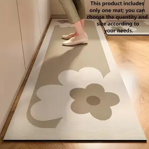 Modern Kitchen Mat with Floral, Stripe & Plaid Patterns, Non-Slip Rubber Backing, Machine Washable Rectangle Rug, Floral Area Rug, Easy to Clean, Durable Home Decor Floor Mat