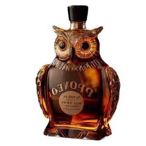 Owl Shaped Whiskey Decanter, Unique Handcrafted Glass Liquor Bottle, Perfect Gift for Men, Home Bar Decor, Collectible Display