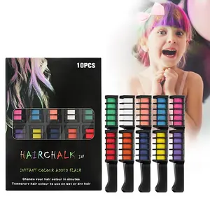 10Pcs Temporary Hair Color Comb Set – Washable Hair Chalk for Women & Girls, Instant Hair Makeup for Christmas, Birthday, New Year, Party, Cosplay DIY