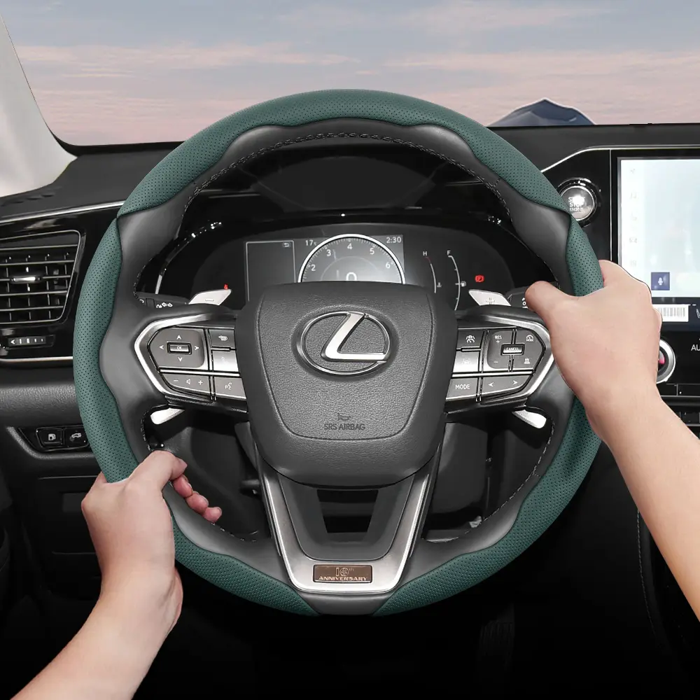 For Lexus Steering Wheel Cover – Perforated Breathable Leather, Sectional Ultra-Thin Design, Automotive, Compatible with Is250 Gs300 Lx 570 Nx Is350 Es350 Gx460 Ls400 Is300 Nx300h Ls500 RX350 RX450h, Car Accessories