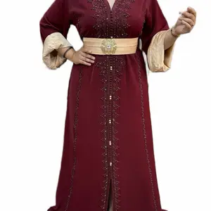 Olive green Moroccan kaftan handmade princess gown