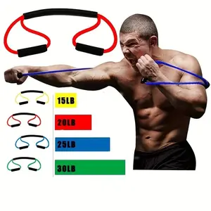 8-Shaped Boxing Tension Belt: Get Fit with Rubber Resistance Band Workout Bands ForMen & Women's Outdoor Gym, Karate, Boxing,Yoga & Pilates Training!