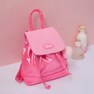 BARBIE Mini Backpack Durable Easy-Care Faux Leather Waterproof Bag Cute Stylish for Women Girls Pink Classic Logo Design Lightweight Comfortable Daily Use