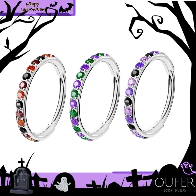 OUFER 20G/0.8mm Unisex Hypoallergenic 316L Stainless Steel Nose Hoop Rings, Multi-Color AAA+ Cubic Zirconia Body Jewellery, 5mm-10mm Sizes, Sparkle Effect, Elegant Casual Wear Piercing Accessory