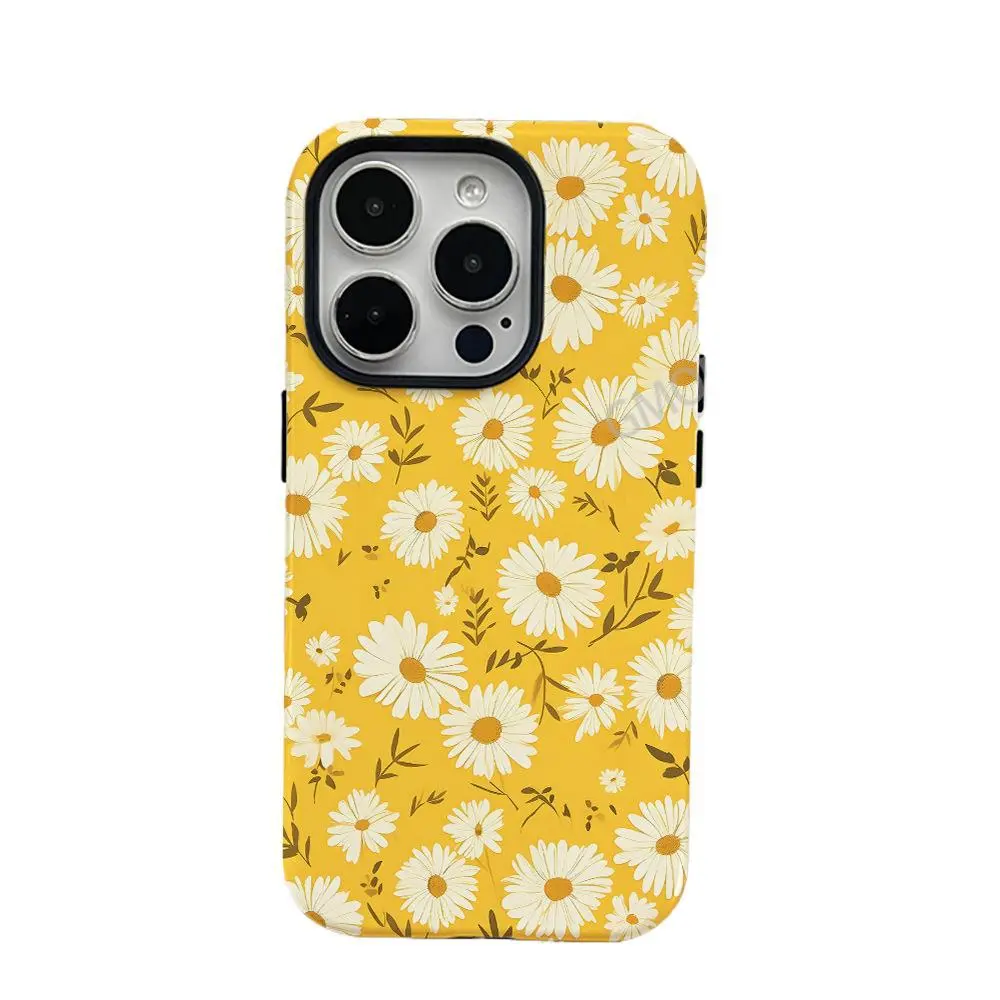 Yellow Chrysanthemum Phone Case Casing - Shockproof Protector for iPhone 17 Pro Max, 16 Plus, 15, 14, 13, 12, 11 Plus - Matte Texture, Anti-Stain, Durable, Lightweight, Elegant Luxury Mobile Phone Accessories - High-Quality New Year Gift Choice