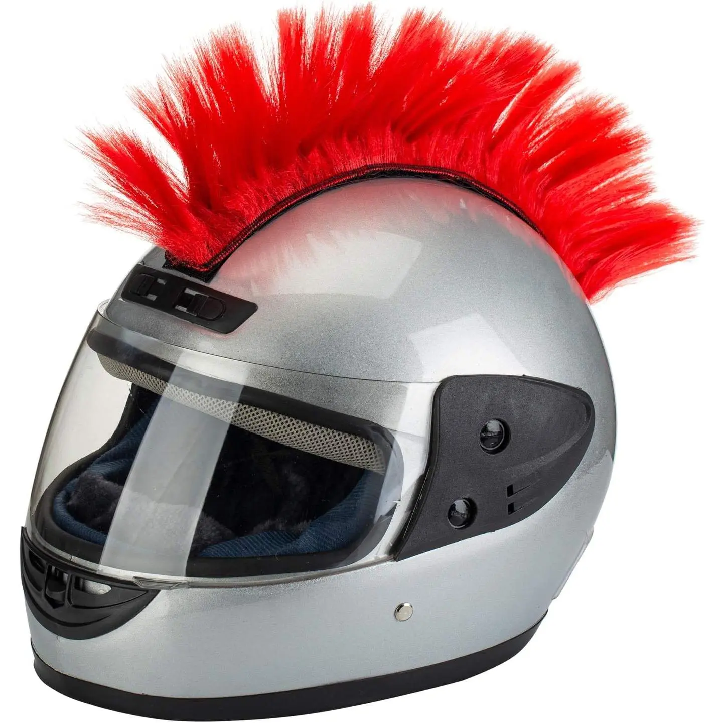 Motorcycle Helmet Mohawk Wig with Skinhead Patches - Stick-On Type, 31x10x4cm Lightweight Durable Flexible Hairpiece, All Ages and Genders, Cycling/Snowboard/Cosplay Accessory, Easy Helmet Attachment, Parties