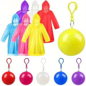 4pcs of Essential Adult Emergency Rain Ponchos, Featuring a Raincoat in a Keychain Ball, Suitable for Outdoor Cycling, Hiking, Sports, And Amusement Parks, a Must-Have for Rainy Days (Color Random)