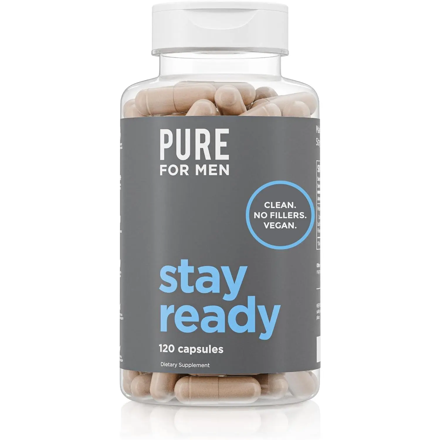 Daily Stay Ready Fiber Supplement Psyllium Husk Capsules for Men | Digestive Regularity, Gut Health & Bloating Relief Formula with Aloe Vera, Chia & Flax | Vegan Fiber Pills for Daily Cleanliness | 120 Vegan Capsules