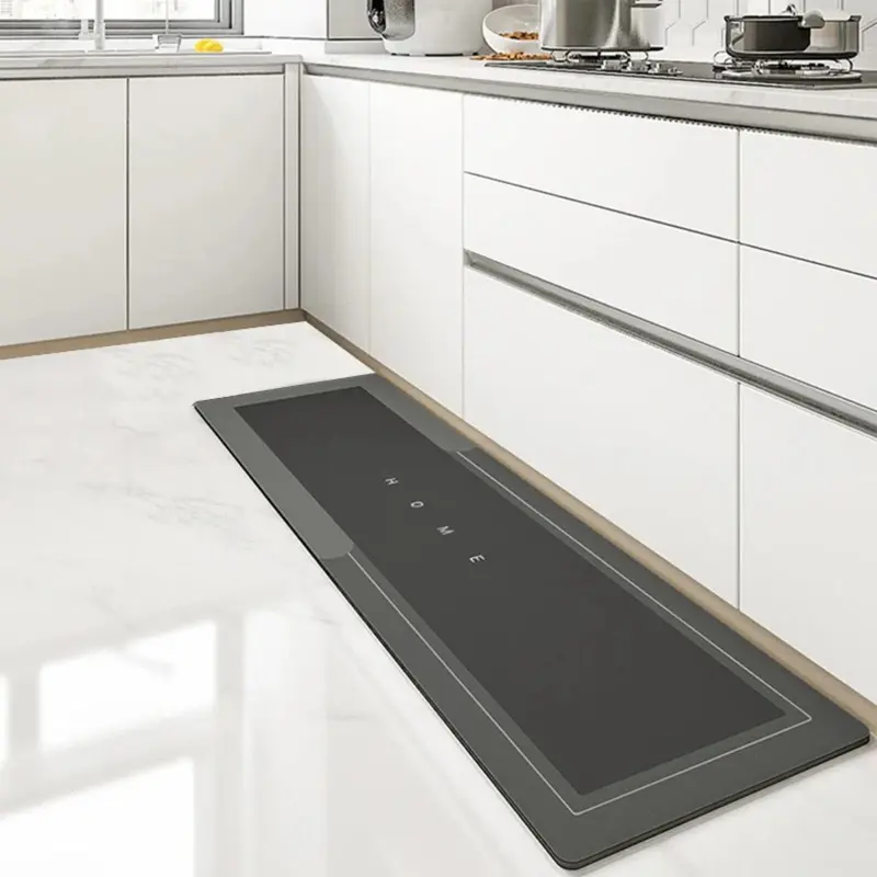 Premium Minimalist Diatomaceous Earth Bath Mat - Non-Slip, Super Water-Absorbent, Quick-Drying, Drip-Resistant Modern Rectangular Hygienic Mat for Bathroom, Laundry Room (Includes Brush), Diatomaceous Earth Mat