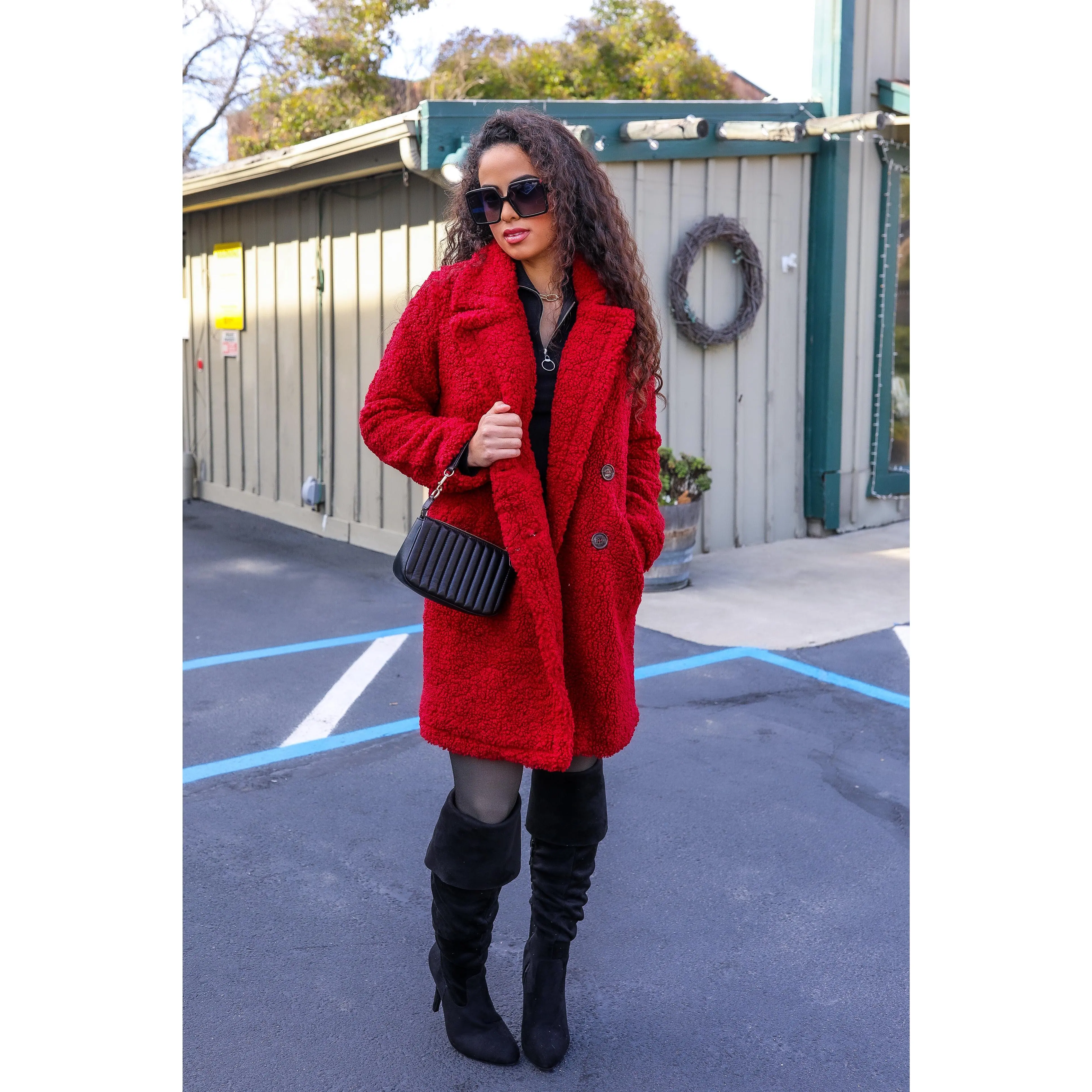 Sugar Teddy Double Breasted Faux Fur Teddy Coat