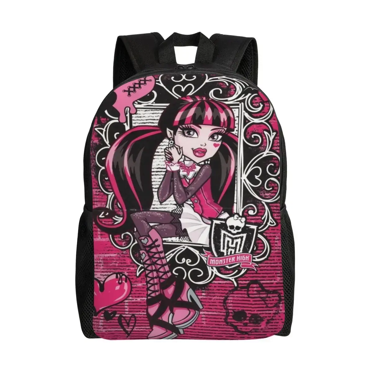 Monster High backpack, soft padded student school bag for daily class use, 17-inch laptop bag for boys and girls students