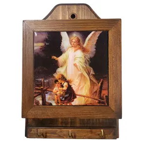 Angel de La Guarda 10"×6"  Porta Llave Fino Key and Mail Holder Guardian Angel Made in Mexico Religious wall  Decor Para Poner el Correo Plaque