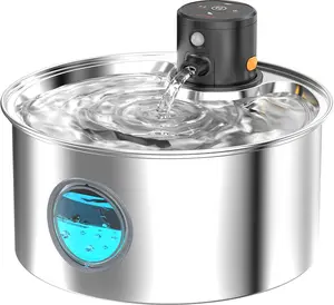 Cat Water Fountain Wireless Cordless: Cat Fountain Battery Operated - Stainless Steel Pet Water Fountain Rechargeable - 108oz/3.2L Automatic Cats Fountains for Drinking with Motion Sensor - Cats & Dog