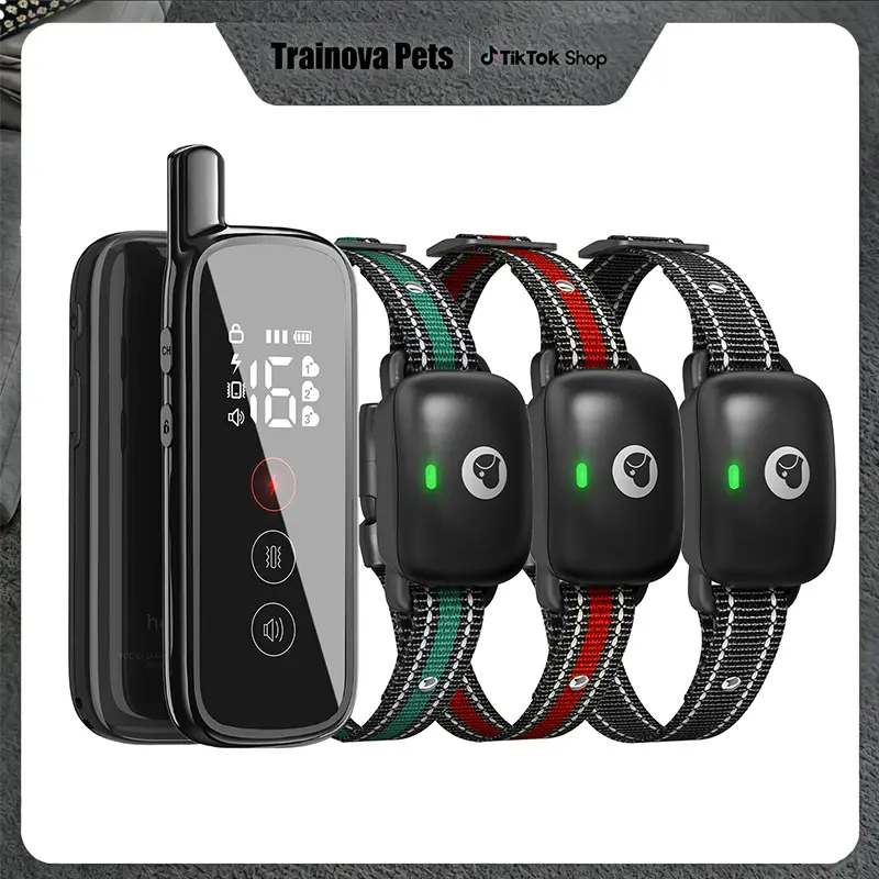 Dog Training Collar for 5-120 lbs Dogs - Rechargeable Fast-Charging, 2600-ft Long Range, Waterproof, 3 Modes, Multi-Size Soft Material Pet Behavior Aid, Chew Resistant, Detachable, All-Weather Training