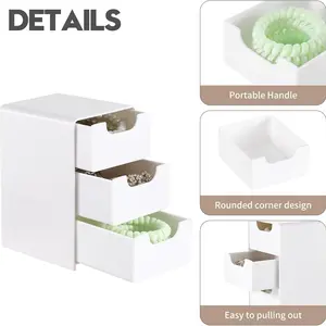 Mini Plastic 3 Drawer Storage Box, Ideal for Girl's Hair Accessories, Jewelry, Cosmetics, Small Organizer for Clips, Bands, Desk, Bathroom Essentials
