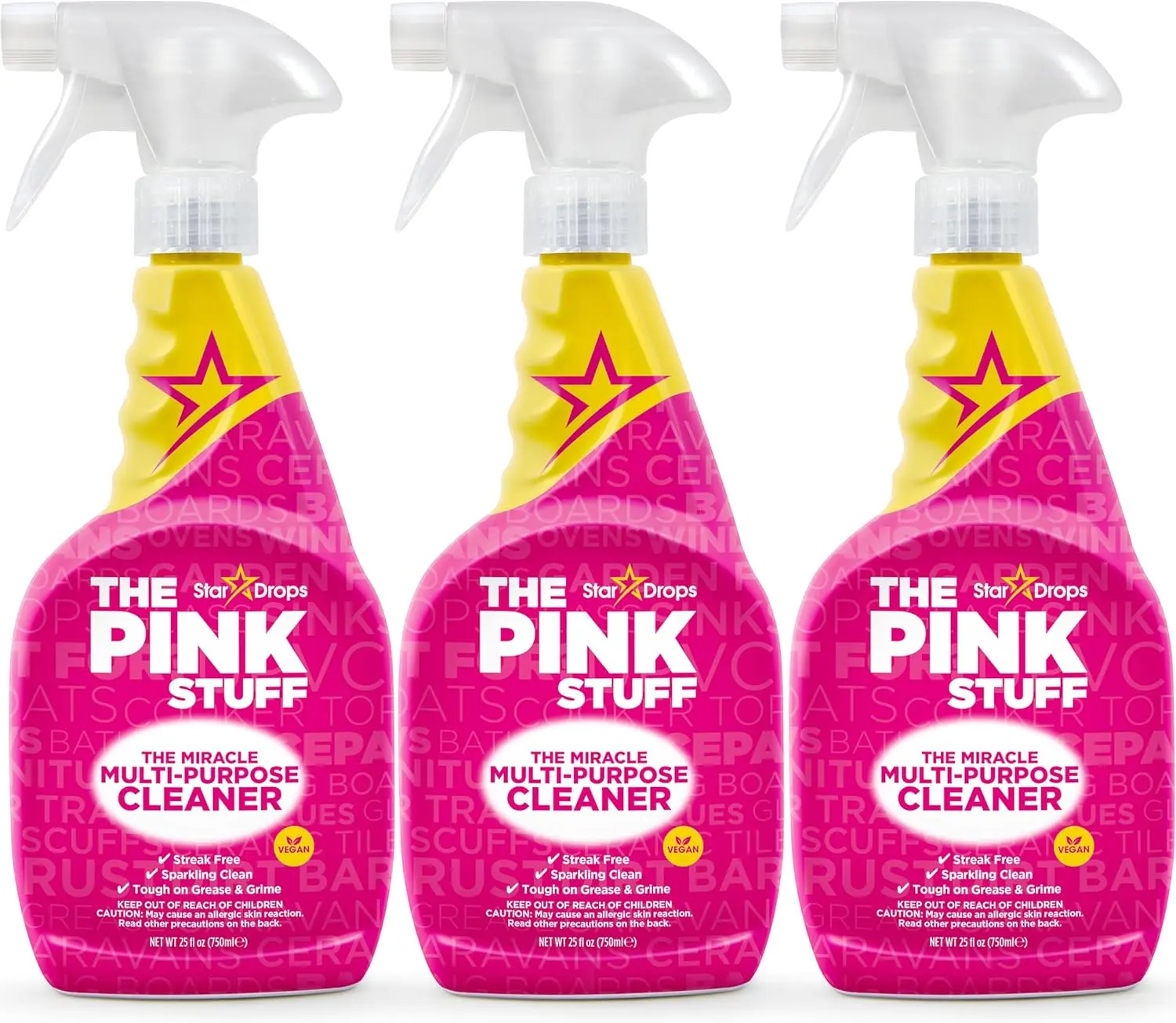 Stardrops - the Pink Stuff - the Miracle Multi-Purpose Cleaning Spray 750Ml 3-Pack Bundle (3 Multi-Purpose Spray)