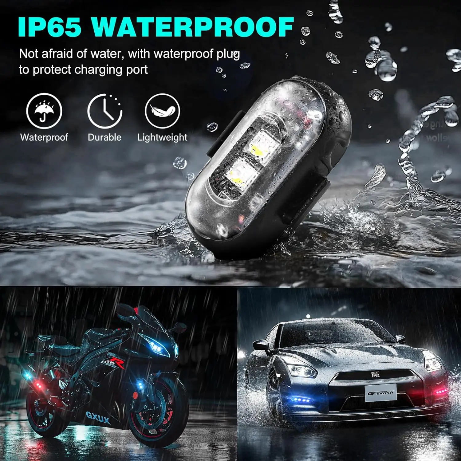 [Wholesale] RGB strobe lights, wireless flashing safety warning lights, multi-functional decorative lights, suitable for bicycles, cars, toys, etc. (includes 2 LED beads).