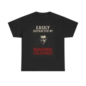 Male Vampire Unisex Tee Shirt, Goth Fangs T-Shirt, Horror Creature Distracted Gift, Halloween Costume, Dracula Graphic Top, Gothic Clothing