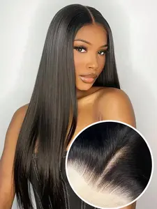 26 Inch Long Silky Straight Black Wig, 13x4 Lace Front Wig, Hand-Tied Natural Hairline, Heat Resistant Synthetic Hair, Natural Look, Frontal Lace for Women, Daily Wear Cosplay Party Wigs, Natural Looking Wigs, Synthetic Smooth Wig