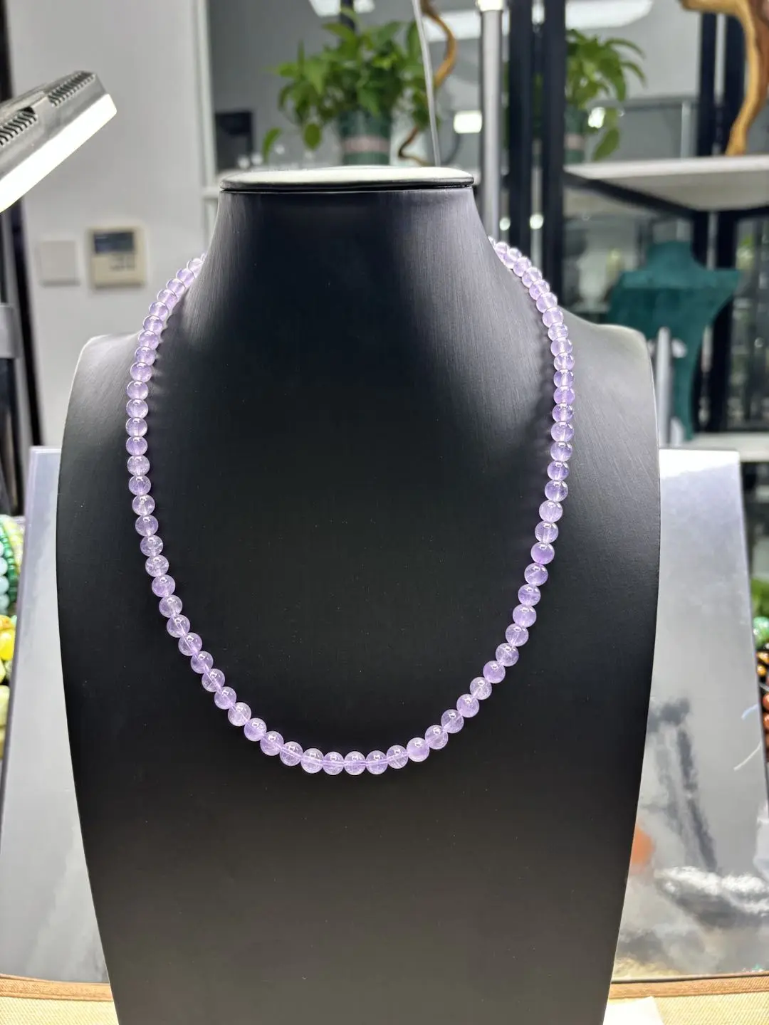 Rebecca(11434) Simple Natural Lavender Amethyst Crystal Necklace, Jewelry Accessory, Beaded
