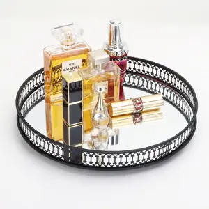 Mirror Vanity Tray -Metal Decorative Organizer for Bathroom and Bedroom , Black Gift Pack Racks