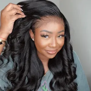 Ashimary High Density 100% Human Hair Body Wave 13x6 Lace Froantl Wig Baby Hair Line Natural Black Human Hair Wig,summerhairstyles