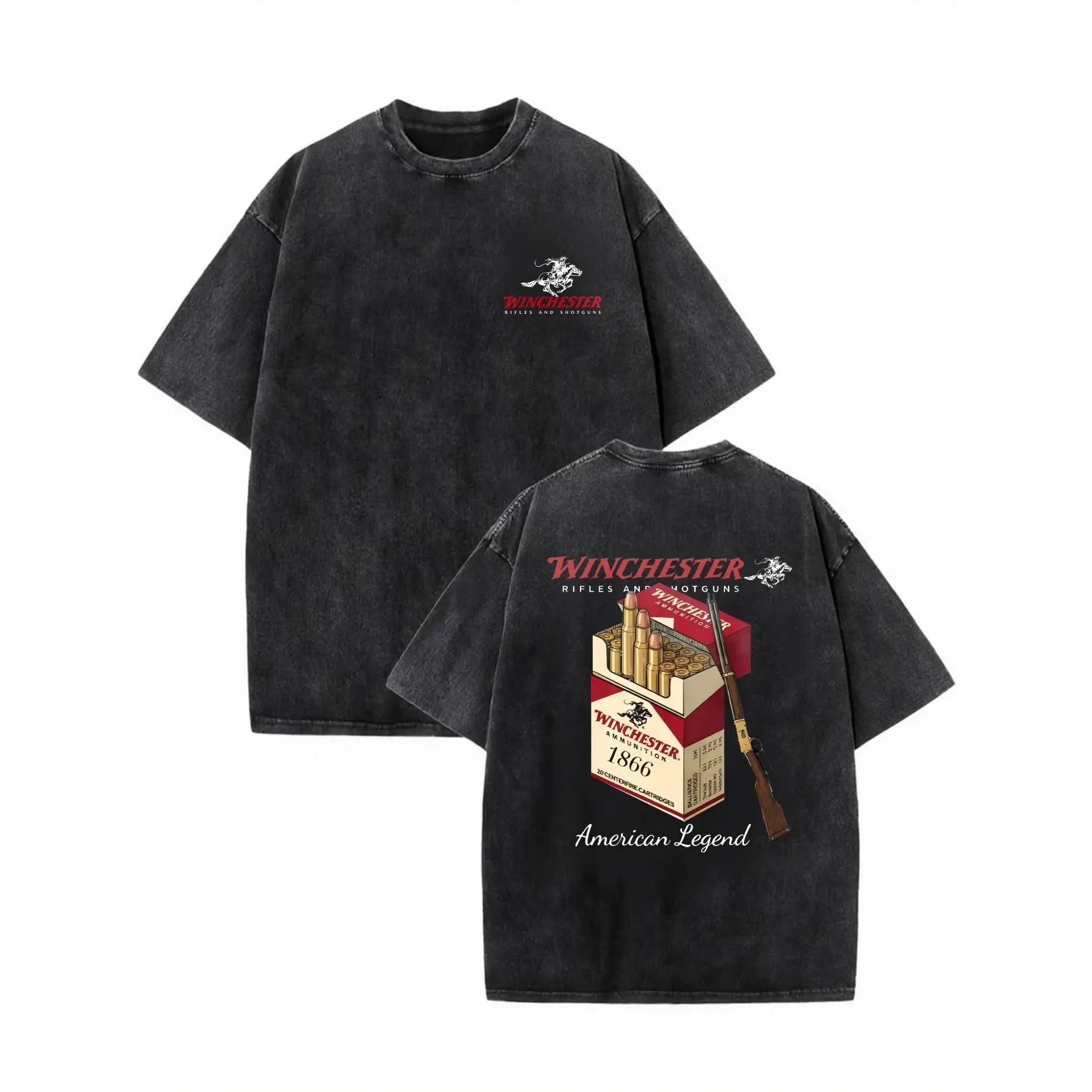 Men's Winchester Graphic T-Shirt - 100% Cotton Soft Vintage Cowboy Western Short Sleeve, Minimalist Simple Classic Fit Crew Neck Hunting Top, Cold Wash DTF Print Gift for Gun Enthusiasts, Menswear Western Clothing