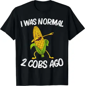 Cotton Classic Shortsleeve Sports Top, Funny Corn Graphics Prints Garment, Farmer Corn On The Cob Costume Shirt For Men
