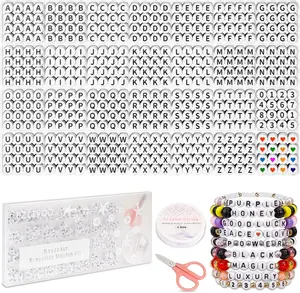 1450 Pieces Letter Beads Kit, 4x7 mm White Acrylic Alphabet Beads Letter Beads for Jewelry Making Number Beads Heart Beads Friendship Bracelet Beads Making