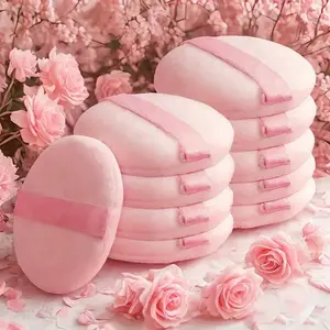 Soft Velvet Powder Puff, 10pcs/set Round Face Powder Puff, Professional Daily Use Makeup Tool for Blending & Facial Detailing, Makeup Accessories