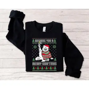 Have A Merry Swifttmas Sweatshirt, Swifttmas  Cat Sweatshirt, Cat lover gift ,S Fan Gift, Ugly Christmas Shirt