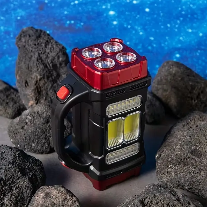 Solar & USB Rechargeable LED Lantern Flashlight, 1800mAh Nickel Battery, Tactical COB Work Light, 4 Modes, Emergency Power Bank Function, Portable for Camping