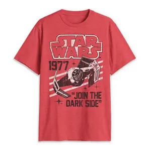 Star Wars Men's Short-Sleeve Darth Vader TIE Fighter 1977 Men's Graphic Tees, Menswear T-Shirt