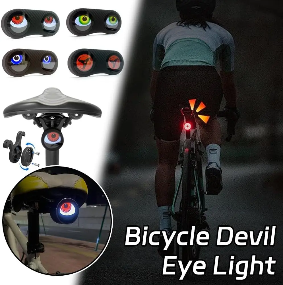 BougeRV Demon Eye Bikes Tail light,  Led Dynamic Devil Eyes Light for Bicycle with Muti Colors Modes and DIY Personalized Light Display, Waterproof, USB Rechargeable, for Smart Bikes,Cycle (with Bracket)
