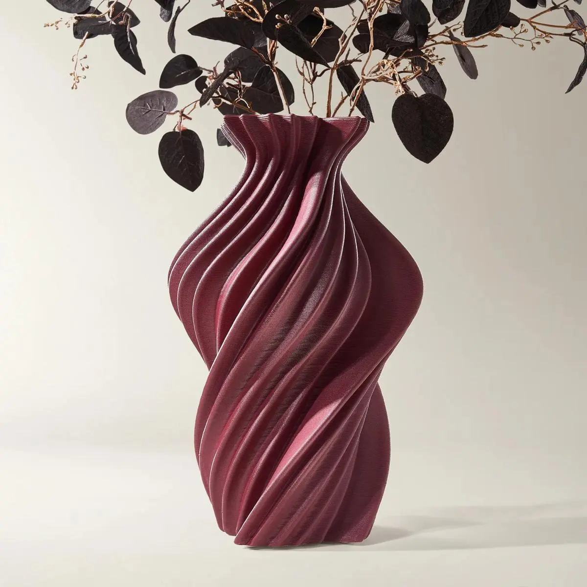 Z Gallerie Flame Red Twisted Porcelain Flower Vase - 6.75"d x 16.25"h Artistic Decorative Vases, Dining Table Centerpiece, Home Decor That Adds Warmth and Rich Tonal Depth, Creates Instant Focal Point
