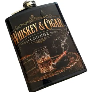 Whiskey & Cigar Lounge Custom Flask
