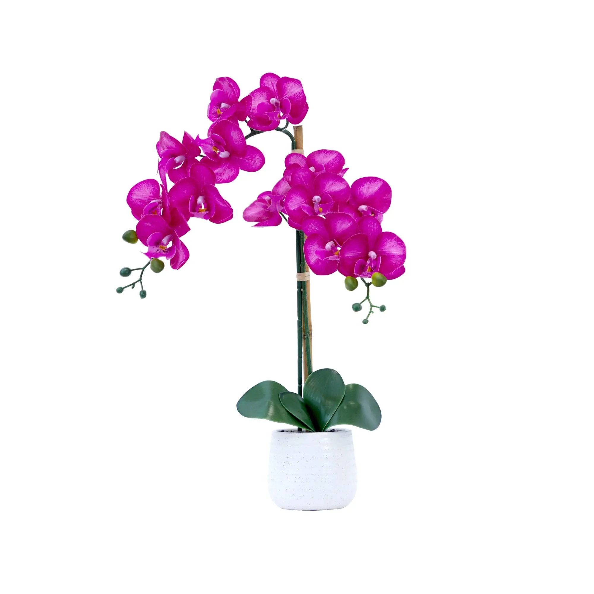 19-in Purple Silk Bendable Fake Orchid Eternal Flower Bouquet with Decorative Vase, Home Floral Decoration Items, Garden Decoration for Home Supplies