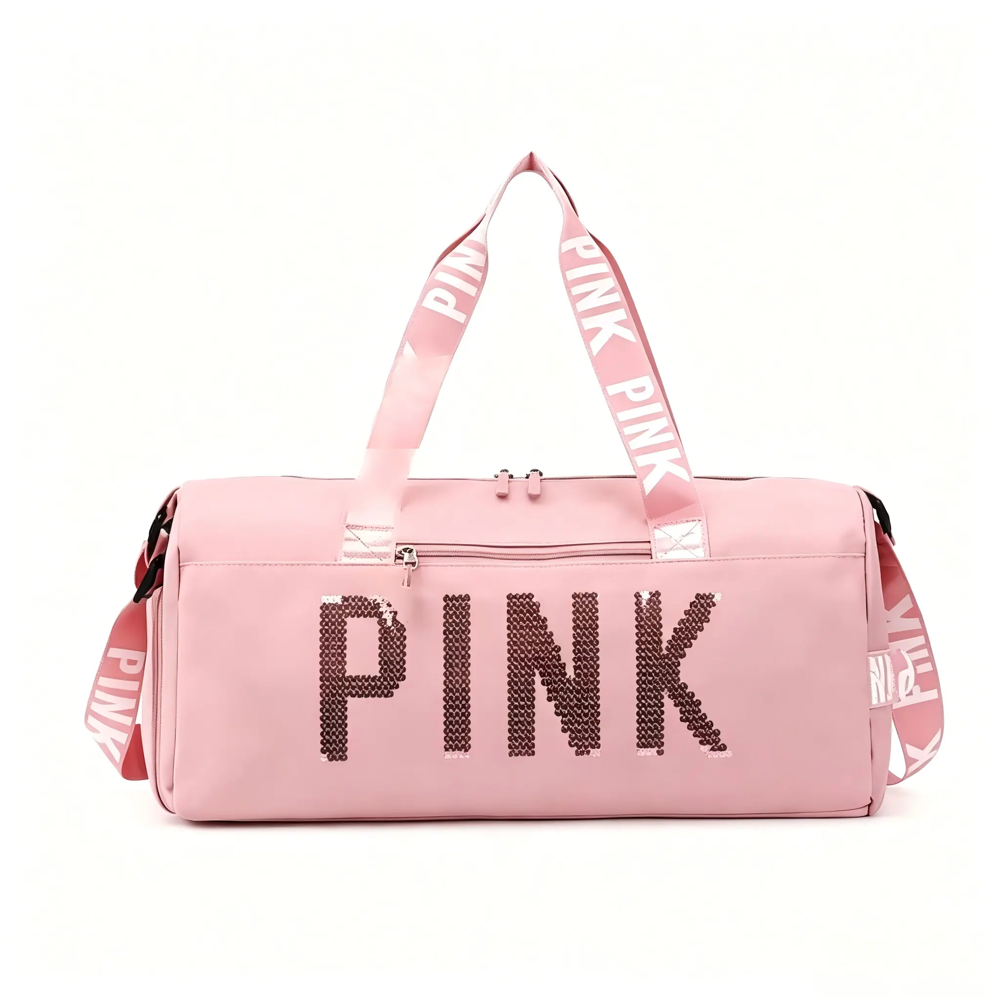 Sporty Pink Unisex Duffle Bag, Large Capacity Lightweight & Durable Weekender with Compartments for Gym and Travel