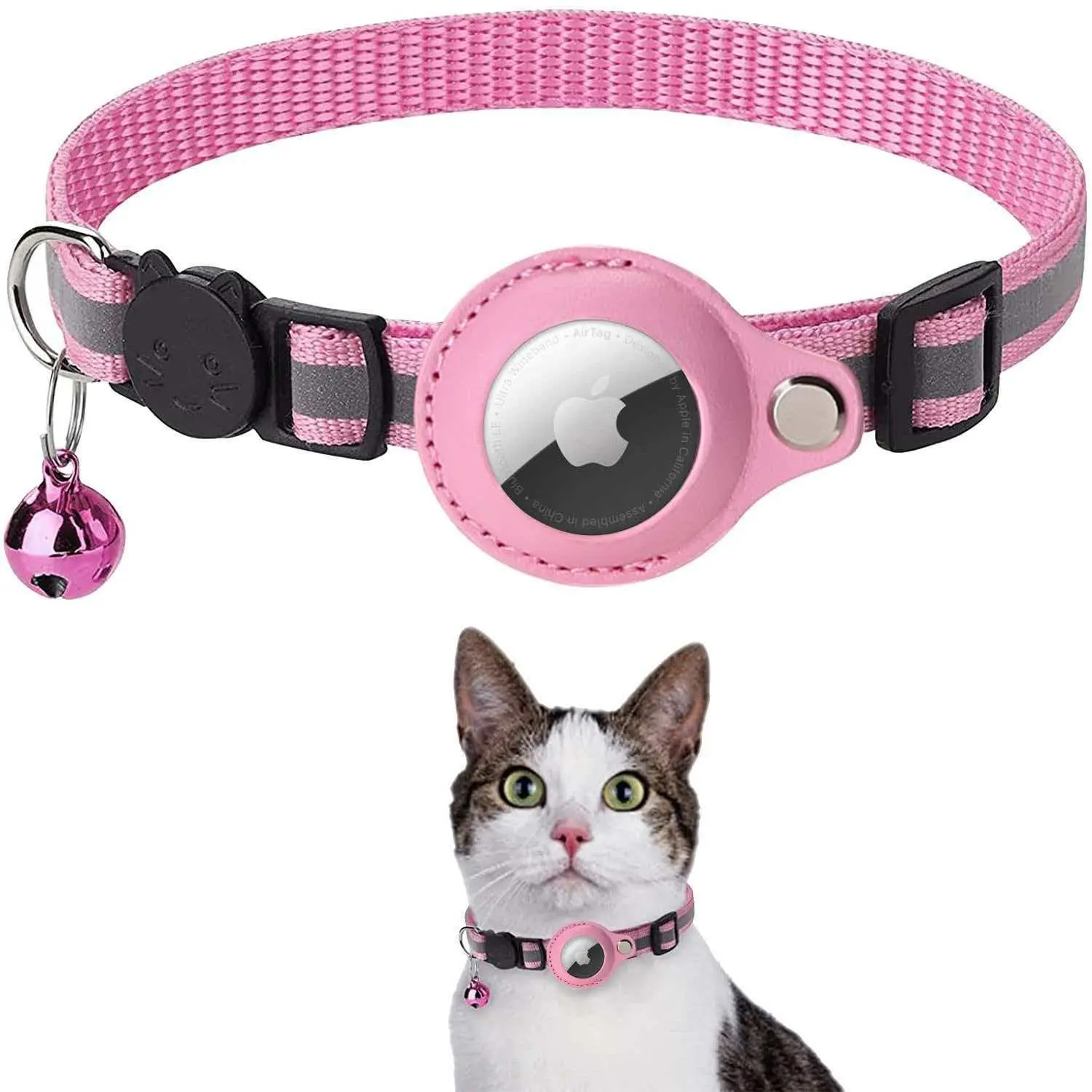 2026 New Cat Collar Waterproof Case for Airtag Compatible, Durable Tracker Protector, Reflective Bell Cat Collar, Safe and Secure Pet Accessory