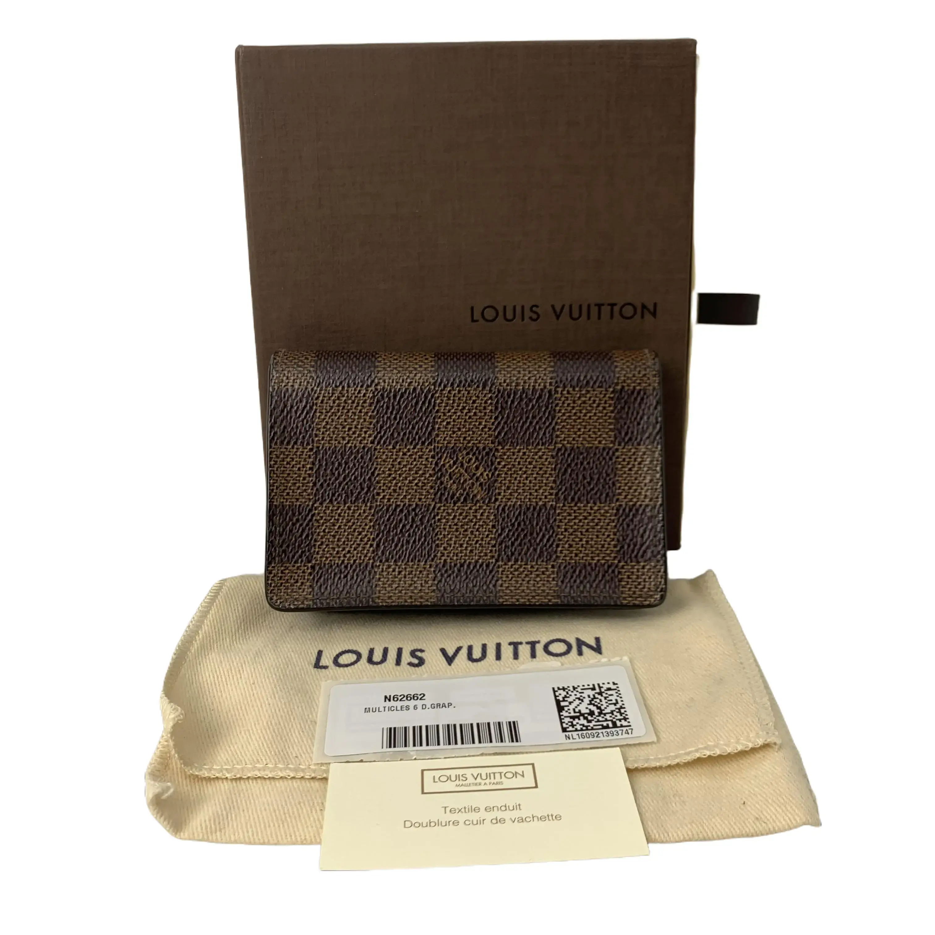 Pre-owned Louis Vuitton LV Men’s Damier Ebene Branded Wallet Business Style, Checked Pattern, Fashionable, Textured Includes Original Box & Dust Bag TKB00000231, Business Style Wallet