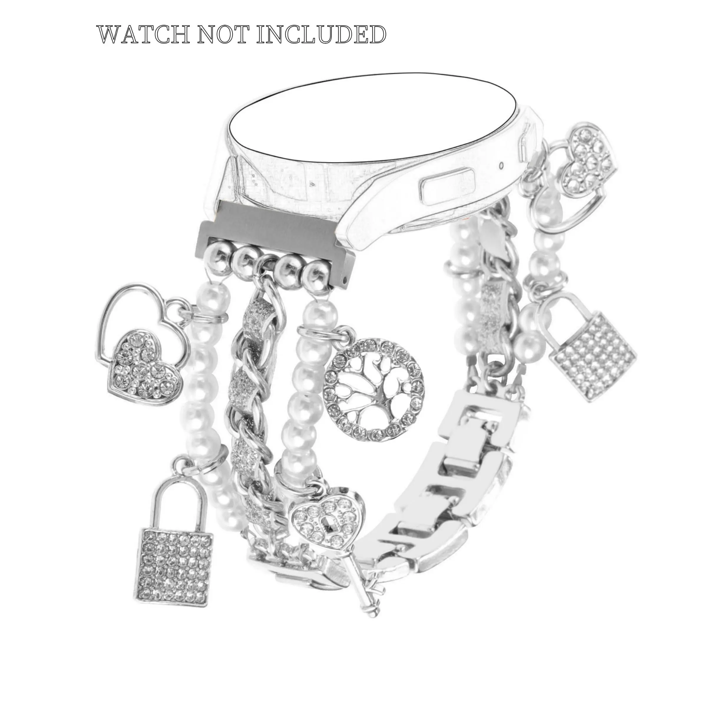 Fashion Pearl Decor Watch Band, Watch Band with Shiny Pendant for Women, Wearable Tech Accessories, Smart Watch Strap Compatible with Samsung Galaxy Watch 7/FE/6/5/4 40/44mm, Watch 6/4 Classic, Watch 5 Pro, Watch 3, Active 2