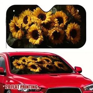 1pc Sunflower Glow Car Sun Shade - Fit for All Vehicles, Car Windshield Sunshade, Decorative Windshield Cover with Vibrant Yellow Sunflower Design, Durable Interior Protection, Sunflower Car Decor, Longlasting Material