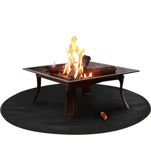 Round Fire Pit Mat, 1 Count Grill Base Mat, Deck Patio Silicone Protective Mat for Outdoor Wooden Fire Pits and Grill Smokers on The Prairie