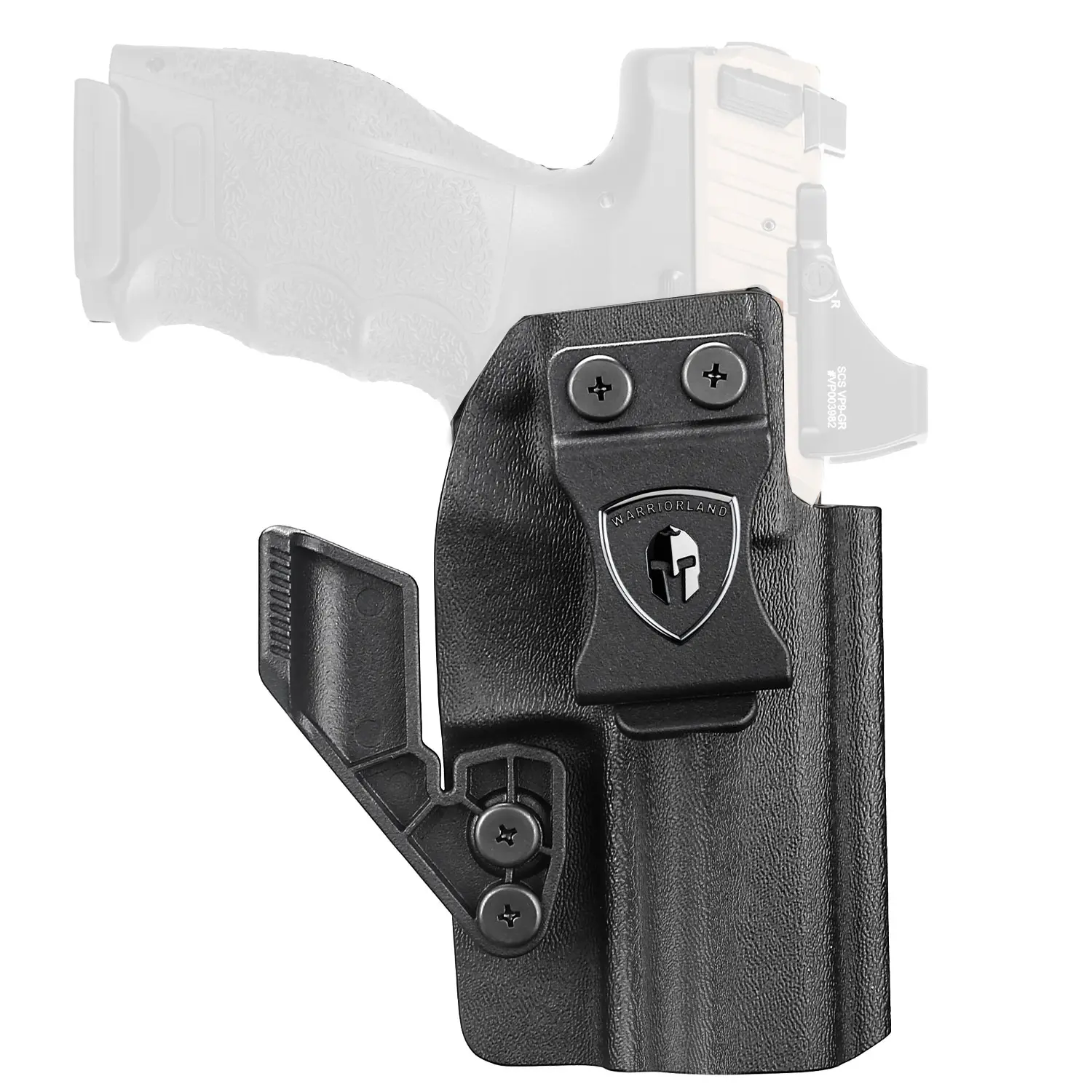 WARRIORLAND Custom Mold Kydex IWB Holster for HK VP9 - Optic-Ready Right-Hand Concealed Carry Holster with Claw Support, Adjustable Cant, Secure Audible Retention, Effective Concealment, Full-Length Sweat Guard, Audible Click, 0.08" American Kydex, Extra