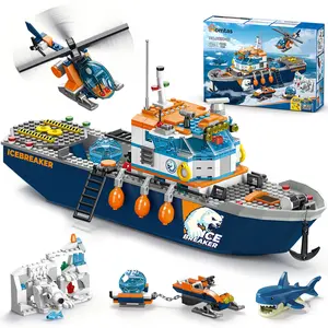 Homtas Icebreaker Ship Building Kit - 482pcs Polar Exploration Vessel Model, STEM Toy Gift for Kids Ages 6+