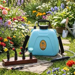 2 Gallon Battery Powered Garden Sprayer, Electric Rechargeable Sprayer with 2 Speeds, 4 Nozzles, Telescopic Wand, Battery Indicator, Shoulder Straps & Storage Bag